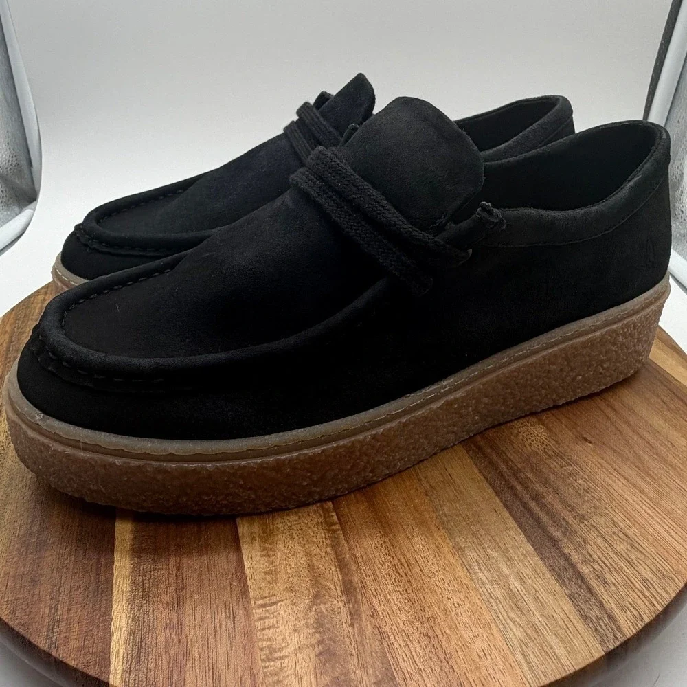Hush Puppies Women Size 9 Black Suede Platform Creeper Wallabee Shoes 0610